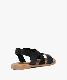 sandales femme a talon plat et brides elastiques unies noir standard sandales plates et nu-piedsD684001_4