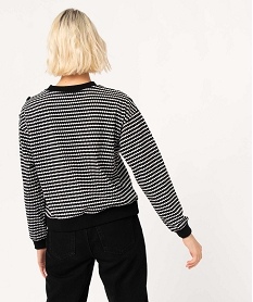 sweat femme a motifs graphiques avec boutons sur lepaule noir sweatsD685101_3