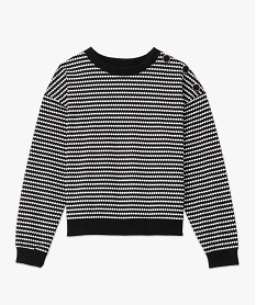 sweat femme a motifs graphiques avec boutons sur lepaule noir sweatsD685101_4