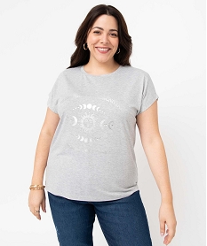 tee-shirt femme grande taille a manches courtes avec motifs gris tee shirts tops et debardeursD689001_2