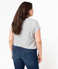 tee-shirt femme grande taille a manches courtes avec motifs gris tee shirts tops et debardeursD689001_3