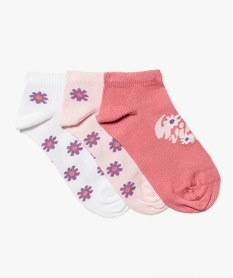 chaussettes fille ultra courtes a motifs fleuris (lot de 3) rose standardD689701_1