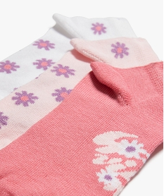 chaussettes fille ultra courtes a motifs fleuris (lot de 3) rose standard chaussettesD689701_2