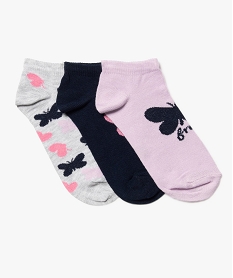 GEMO Chaussettes fille ultra courtes à motifs papillons (lot de 3) noir standard