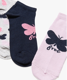 chaussettes fille ultra courtes a motifs papillons (lot de 3) noir standard chaussettesD689801_2