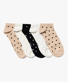 GEMO Chaussettes ultra-courtes à pois femme (lot de 5 paires) Beige