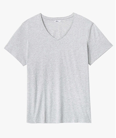 tee-shirt femme grande taille avec col v gris t-shirts en cotonD690601_4