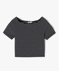 tee-shirt fille court a col bardot noir tee-shirtsD692201_1