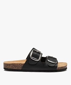 GEMO Mules femme à double bride à boucles unies noir standard