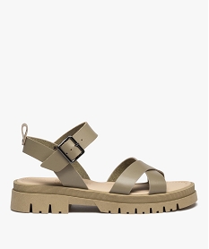 MULE FLORAL NOIR SANDALE KAKI:30383311279-Cuir/Cuir/Elastomere/Non double/