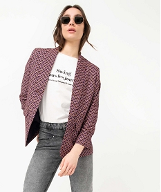 GEMO Veste femme à manches ¾ froncées Imprimé