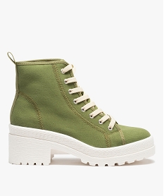 tennis femme mid-cut en toile unie a talon et semelle crantee vert baskets montantesD699701_1