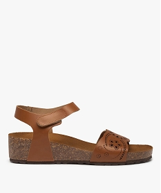 GEMO Sandales femme avec brides en cuir et semelle confort marron standard