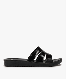 GEMO Mules femme à talon plat unies et bride vernie noir standard