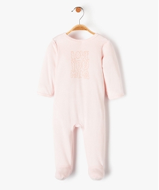 GEMO Pyjama bébé en velours avec ouverture pont-dos rose standard