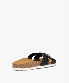 mules femme plates a semelle liege et bride a boucle noir sandales plates et nu-piedsD702101_4