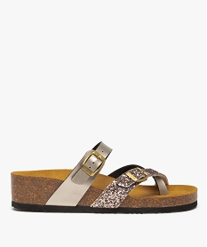 SANDALE ROSE PALE NU-PIED BRONZE CLAIR:30381120433-Coton/Cuir vac lwg or/Eva/Polyester/