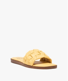 mules femme avec dessus tresse et semelle a bout carre jaune