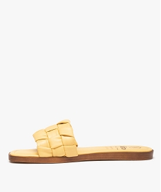 mules femme avec dessus tresse et semelle a bout carre jaune sandales plates et nu-piedsD702301_3