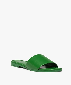 GEMO Mules femme unies à talon plat et bride droite vert standard