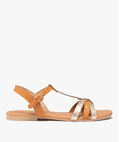 GEMO Sandales femme à fines brides pailletées marron standard