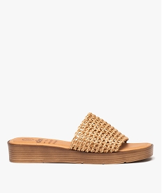 GEMO Mules femme à talon plat avec bandeau tressé irisé Orange