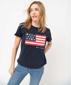 tee-shirt femme avec drapeau americain - lulucastagnette bleu t-shirts manches courtesD703601_2