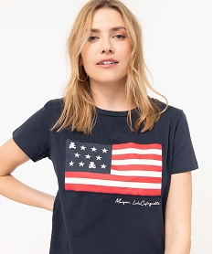 tee-shirt femme avec drapeau americain - lulucastagnette bleu t-shirts manches courtesD703601_3