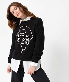 sweat femme a motif brode noir sweatsD706501_1