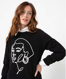 sweat femme a motif brode noir sweatsD706501_2