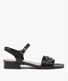 GEMO Nu-pieds femme unis à talon plat et bride à chaîne noir standard