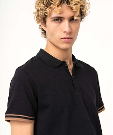 polo homme a manches cortes en maille epaisse noirD708501_2