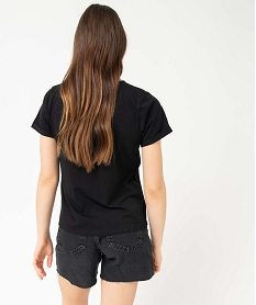 tee-shirt femme a manches courtes avec message noir t-shirts manches courtesD709101_3