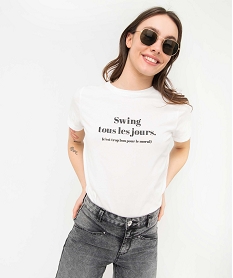 tee-shirt femme a manches courtes avec message blanc t-shirts manches courtesD709201_1