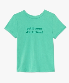 tee-shirt femme a manches courtes avec message vert t-shirts manches courtesD709301_4