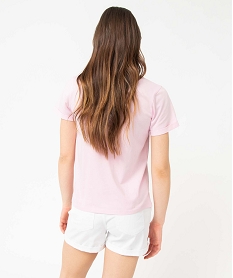 tee-shirt femme a manches courtes avec message rose t-shirts manches courtesD709401_3