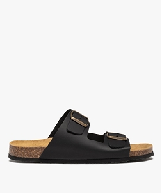 GEMO Mules homme à double brides à boucle unies noir noir vif