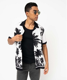 chemise manches courtes bicolore motif palmiers homme imprime chemise manches courtesD710701_2