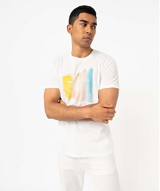 tee-shirt homme a manches courtes et motif abstrait blanc tee-shirtsD711601_2