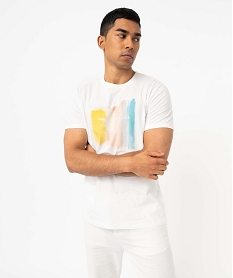 tee-shirt homme a manches courtes et motif abstrait blancD711601_2