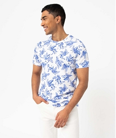 GEMO Tee-shirt homme à manches courtes motif tropical Imprimé