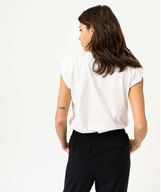 tee-shirt manches courtes coupe loose en coton imprime femme blancD712501_3