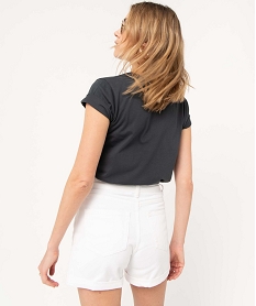 tee-shirt femme imprime a manches courtes gris t-shirts manches courtesD713001_3