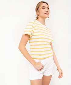 GEMO Tee-shirt femme manches courtes imprimé estival Imprimé