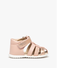 GEMO Sandales bébé fille en cuir avec détails scintillants Rose