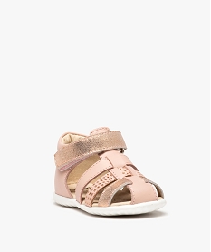 sandales bebe fille en cuir avec details scintillants roseD715201_2