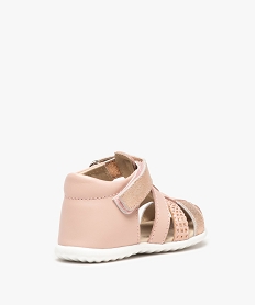 sandales bebe fille en cuir avec details scintillants roseD715201_4