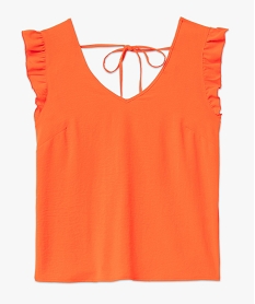 blouse femme avec double col v et volants sur les epaules orange blousesD715901_4