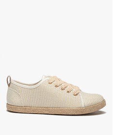 GEMO Baskets femme en toile brillante et semelle cordelette beige standard
