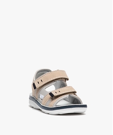 sandales garcon dessus suede avec brides a scratch beige standard sandales et nu-piedsD718601_2
